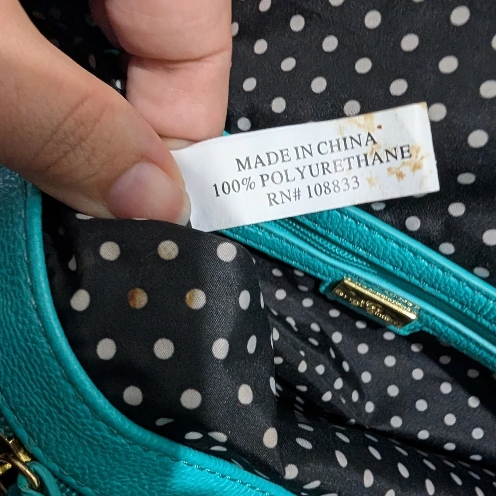 Lulu by Lulu Guinness Turquoise Blue Satchel with Gold Hardware